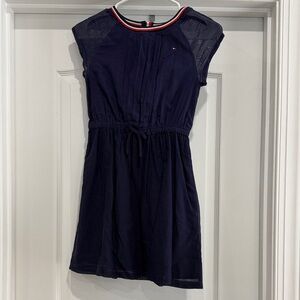 Tommy Hilfiger Navy Dress with Red-White-Blue Ribbed Neckline